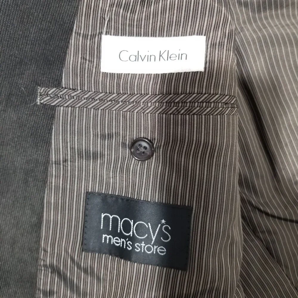 Calvin Klein Macys Mens 42L Micro Corduroy Gray Sport Coat Jacket Blazer